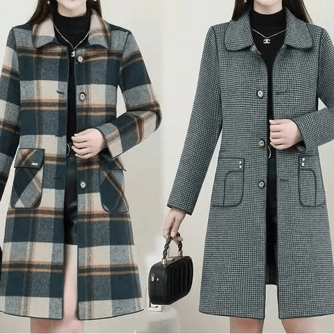 Women's Plaid Wool Coat Thick Velvet Thickened Warm Mid - Long Jackets Hooded Warm Woolen coat Ladies Winter Jacket Faux Fur Coat - American ThistleWomen's Plaid Wool Coat Thick Velvet Thickened Warm Mid - Long Jackets Hooded Warm Woolen coat Ladies Winter Jacket Faux Fur Coat
