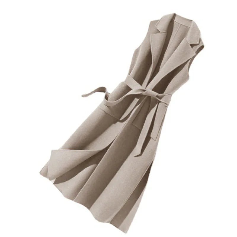 Women's Sleeveless Long Coat - American Thistle Women's Sleeveless Long Coat