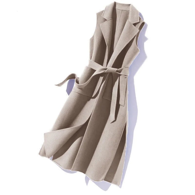 Women's Sleeveless Long Coat - American Thistle Women's Sleeveless Long Coat