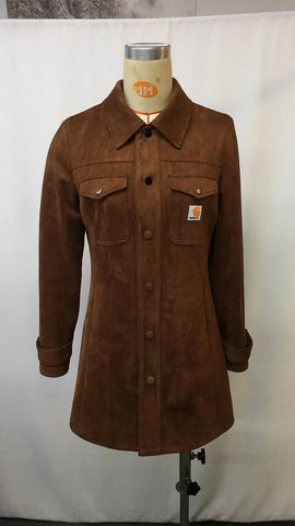 Womens Vintage Suede Lapel Collar Mid Length Coat Jacket Classic Retro Trench Style Autumn Winter - American Thistle Womens Vintage Suede Lapel Collar Mid Length Coat Jacket Classic Retro Trench Style Autumn Winter