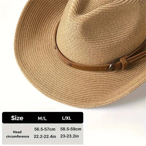 Women's wide - brimmed western cowboy hat stylish jazz hat, summer beach sun hat carrying a windbreak rope - American ThistleWomen's wide - brimmed western cowboy hat stylish jazz hat, summer beach sun hat carrying a windbreak rope