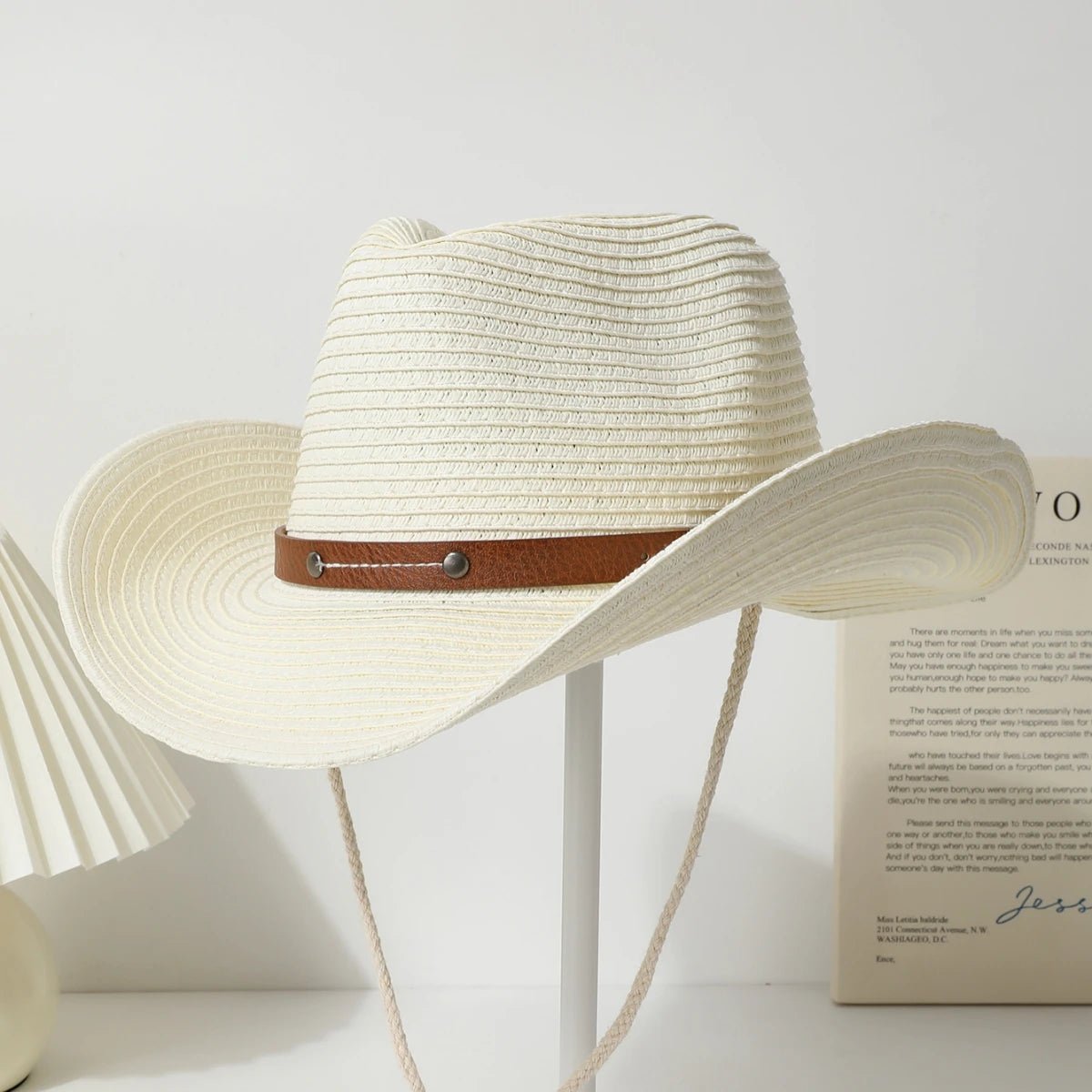 Women's wide - brimmed western cowboy hat stylish jazz hat, summer beach sun hat carrying a windbreak rope - American ThistleWomen's wide - brimmed western cowboy hat stylish jazz hat, summer beach sun hat carrying a windbreak rope