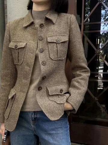 Women's Wool Jacket Winter Retro Slim High End Female Short Coat Fashion Comfortable Ladies Overcoat - American Thistle Women's Wool Jacket Winter Retro Slim High End Female Short Coat Fashion Comfortable Ladies Overcoat