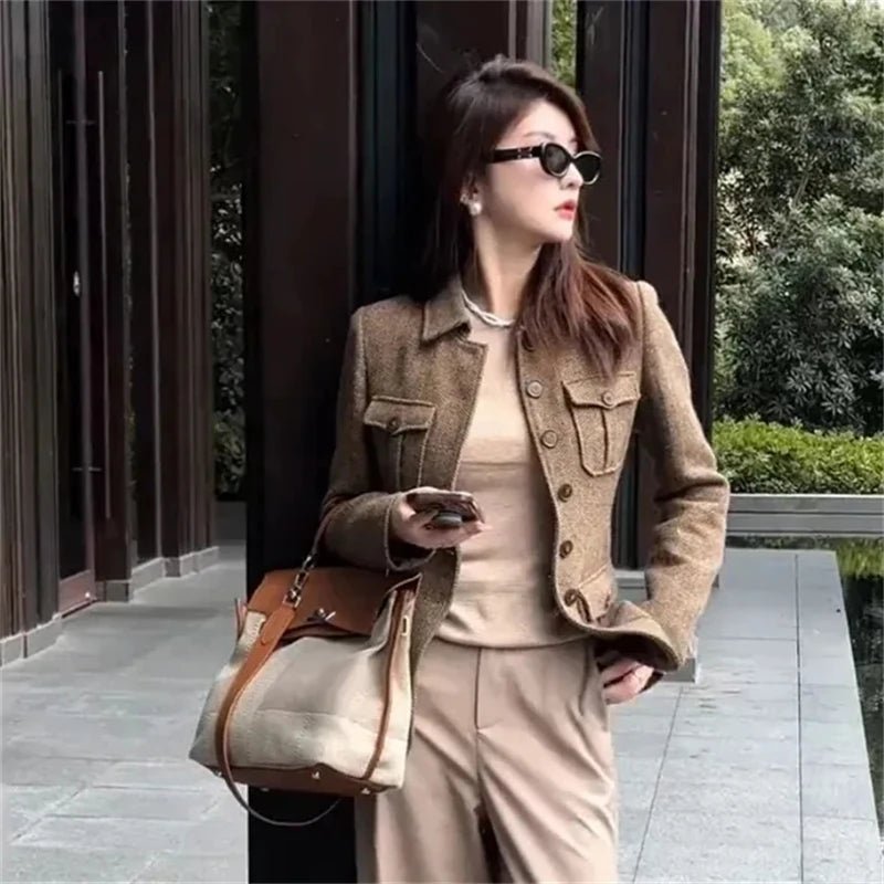 Women's Wool Jacket Winter Retro Slim High End Female Short Coat Fashion Comfortable Ladies Overcoat - American Thistle Women's Wool Jacket Winter Retro Slim High End Female Short Coat Fashion Comfortable Ladies Overcoat