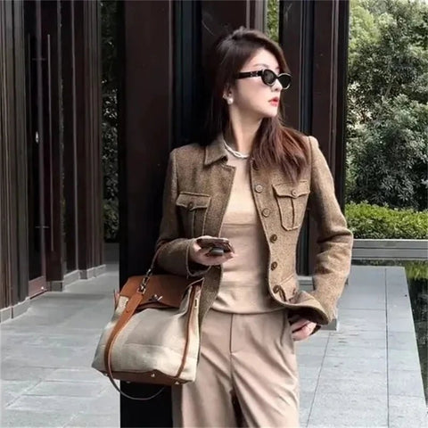 Women's Wool Jacket Winter Retro Slim High End Female Short Coat Fashion Comfortable Ladies Overcoat - American Thistle Women's Wool Jacket Winter Retro Slim High End Female Short Coat Fashion Comfortable Ladies Overcoat