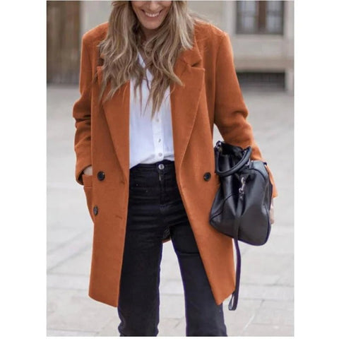 Wool Blends Winter Women's Jacket Lining Elegant Lapel Coat Double Breasted Minimalist Street Women's Jackets - American Thistle Wool Blends Winter Women's Jacket Lining Elegant Lapel Coat Double Breasted Minimalist Street Women's Jackets