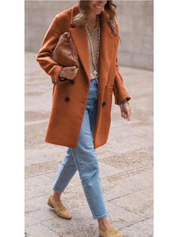 Wool Blends Winter Women's Jacket Lining Elegant Lapel Coat Double Breasted Minimalist Street Women's Jackets - American Thistle Wool Blends Winter Women's Jacket Lining Elegant Lapel Coat Double Breasted Minimalist Street Women's Jackets