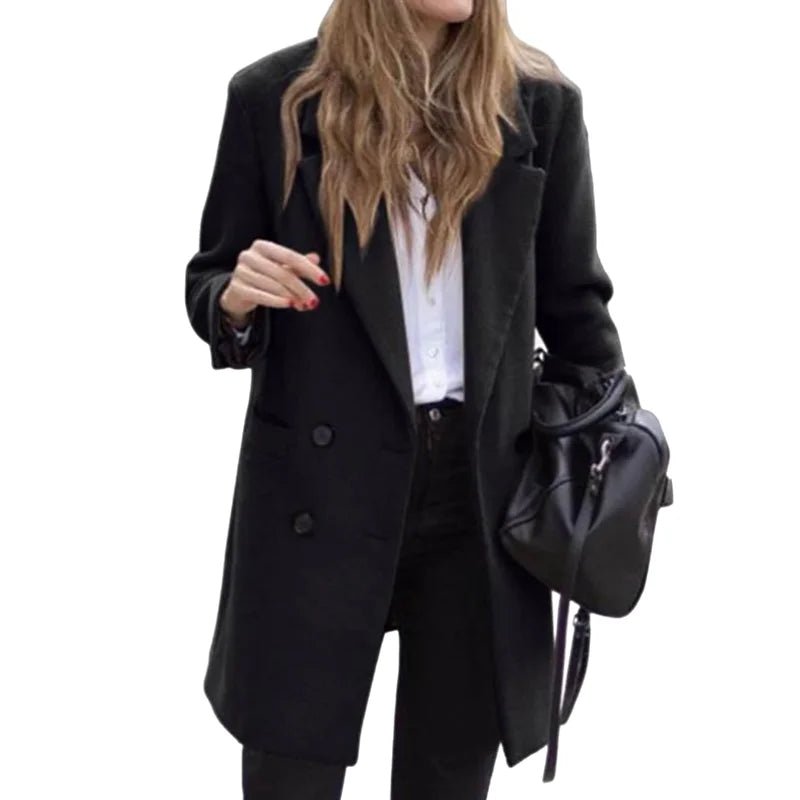 Wool Blends Winter Women's Jacket Lining Elegant Lapel Coat Double Breasted Minimalist Street Women's Jackets - American Thistle Wool Blends Winter Women's Jacket Lining Elegant Lapel Coat Double Breasted Minimalist Street Women's Jackets