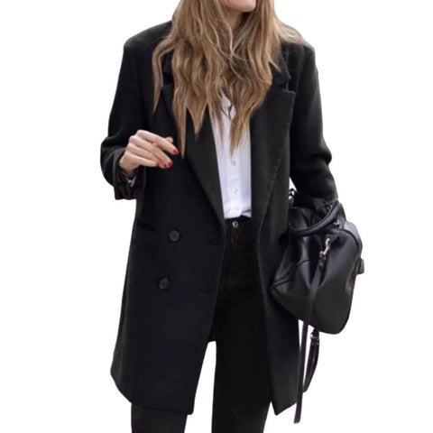 Wool Blends Winter Women's Jacket Lining Elegant Lapel Coat Double Breasted Minimalist Street Women's Jackets - American Thistle Wool Blends Winter Women's Jacket Lining Elegant Lapel Coat Double Breasted Minimalist Street Women's Jackets