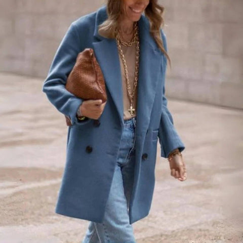 Wool Blends Winter Women's Jacket Lining Elegant Lapel Coat Double Breasted Minimalist Street Women's Jackets - American Thistle Wool Blends Winter Women's Jacket Lining Elegant Lapel Coat Double Breasted Minimalist Street Women's Jackets