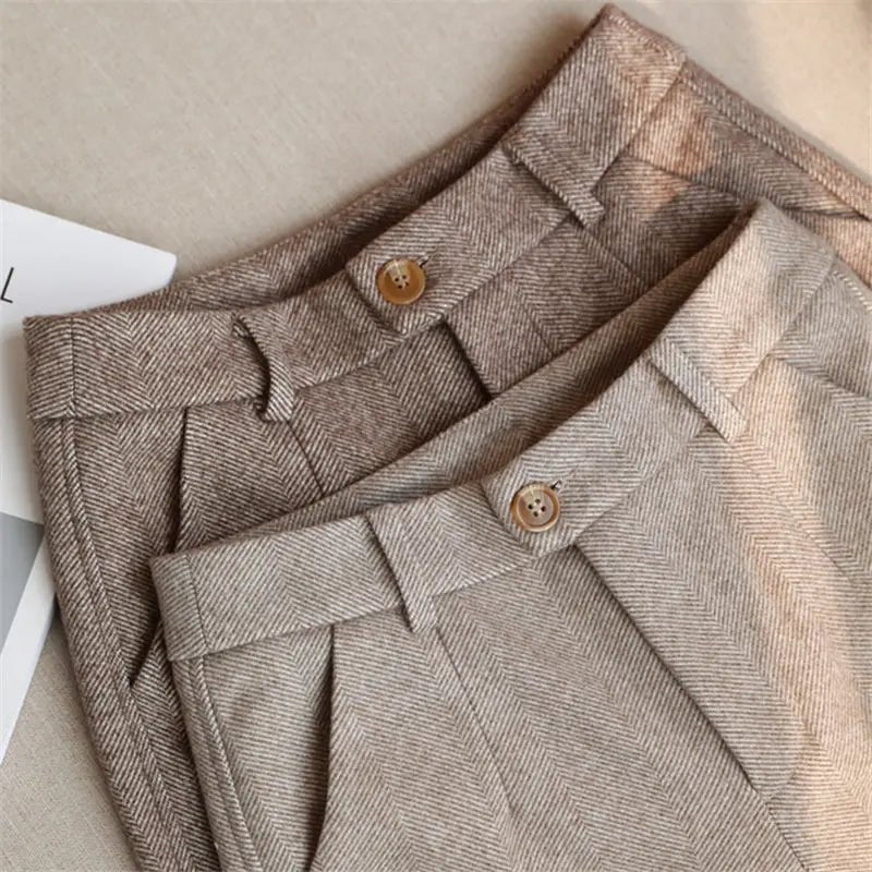 Workplace High Waisted Casual Suit Pants Office Lady Women Trousers Woolen Pants Women's - American Thistle Workplace High Waisted Casual Suit Pants Office Lady Women Trousers Woolen Pants Women's