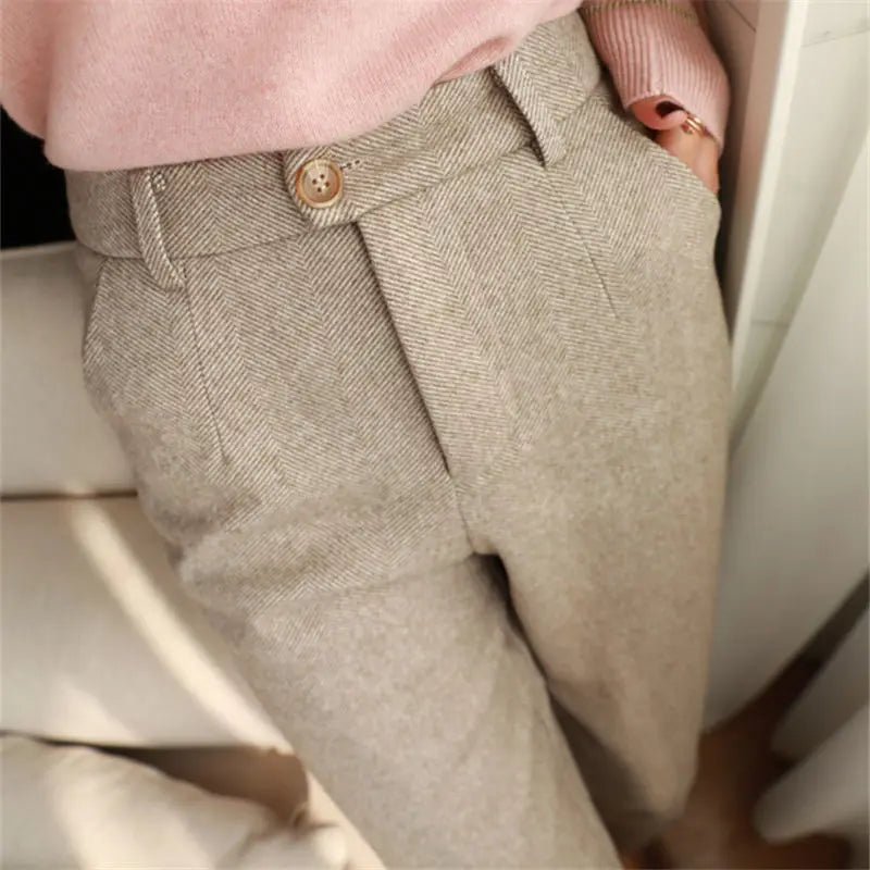 Workplace High Waisted Casual Suit Pants Office Lady Women Trousers Woolen Pants Women's - American Thistle Workplace High Waisted Casual Suit Pants Office Lady Women Trousers Woolen Pants Women's