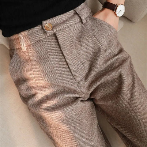 Workplace High Waisted Casual Suit Pants Office Lady Women Trousers Woolen Pants Women's - American Thistle Workplace High Waisted Casual Suit Pants Office Lady Women Trousers Woolen Pants Women's